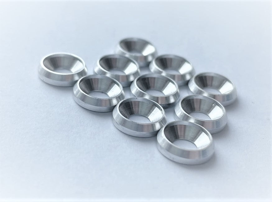 Aluminium Countersunk Cup Washers M4 10mm dia CNC Solid Metal 10x
